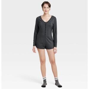 Colsie V-Neck Pajama Romper -Black Women's XS NWT